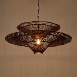 Lustre rotin bambou coloris marron
