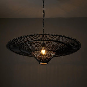 Lustre rotin bambou coloris noir
