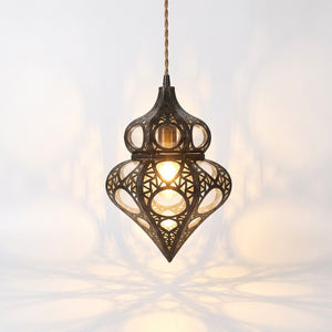 Lampe suspension marocaine métal ajouré coloris transparent