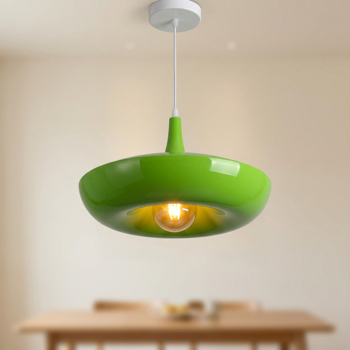 Suspension jardinière lumineuse verte E27 design nordique