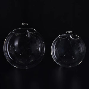 Comparaison des tailles vase boule en verre 10 cm et 12 cm
