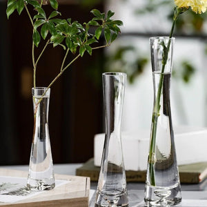 Vase verre transparent bouche inclinée style A vue produit 1