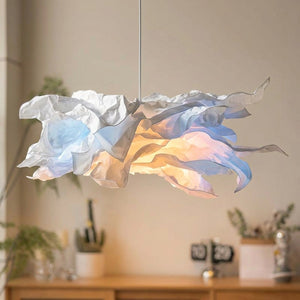 Lustre nuage en papier avec lumière réglable multicolore