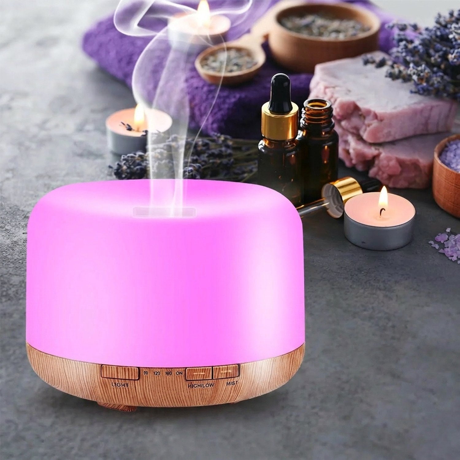 Diffuseur arôme lavande spa LED rose