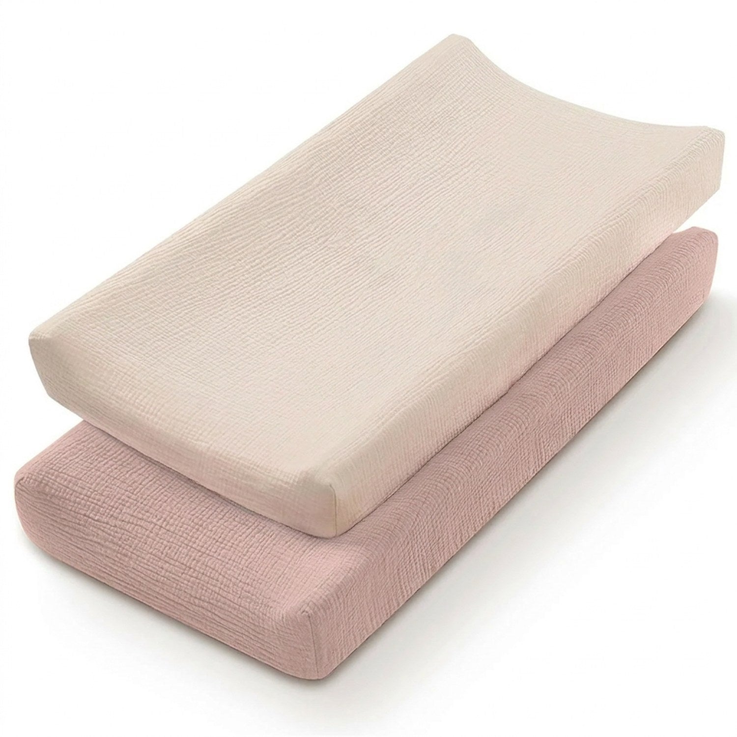 Housse de matelas à langer rose poudré unie lot de 2