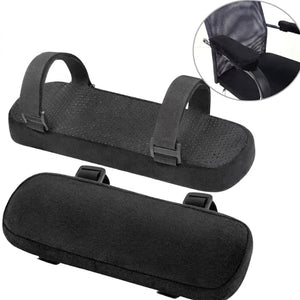 Coussin d'accoudoir noir vu de dessus avec ses sangles de fixation réglables