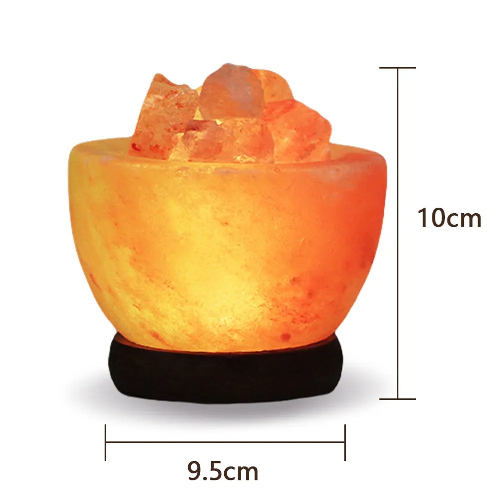 Dimensions de la lampe de sel de l'Himalaya, 10 cm de hauteur et 9,5 cm de largeur