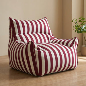 Housse de fauteuil pouf à rayures rouges et blanches
