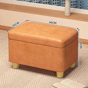 Pouf coffre de rangement coloris Orange avec dimensions 40x26x30cm