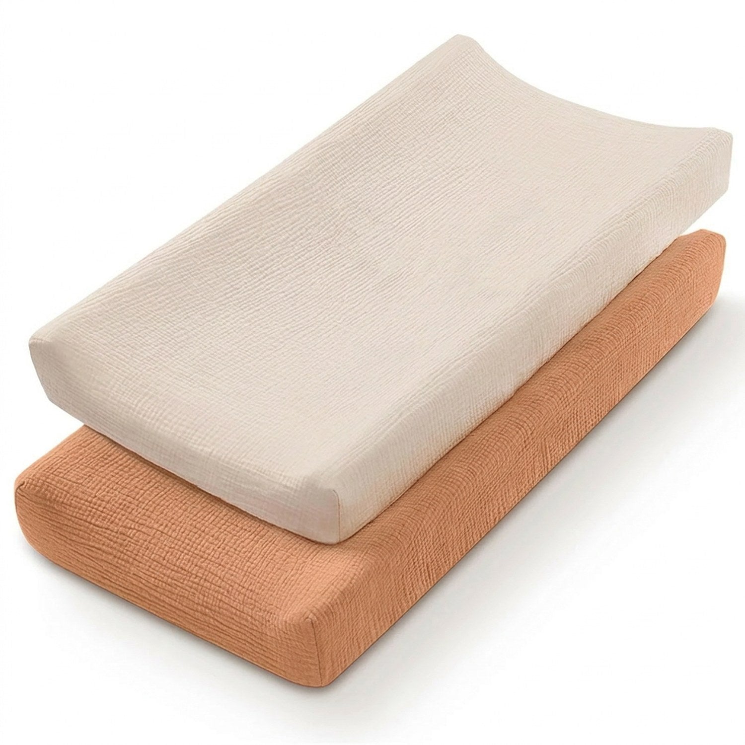 Housse de matelas à langer terracotta unie lot de 2