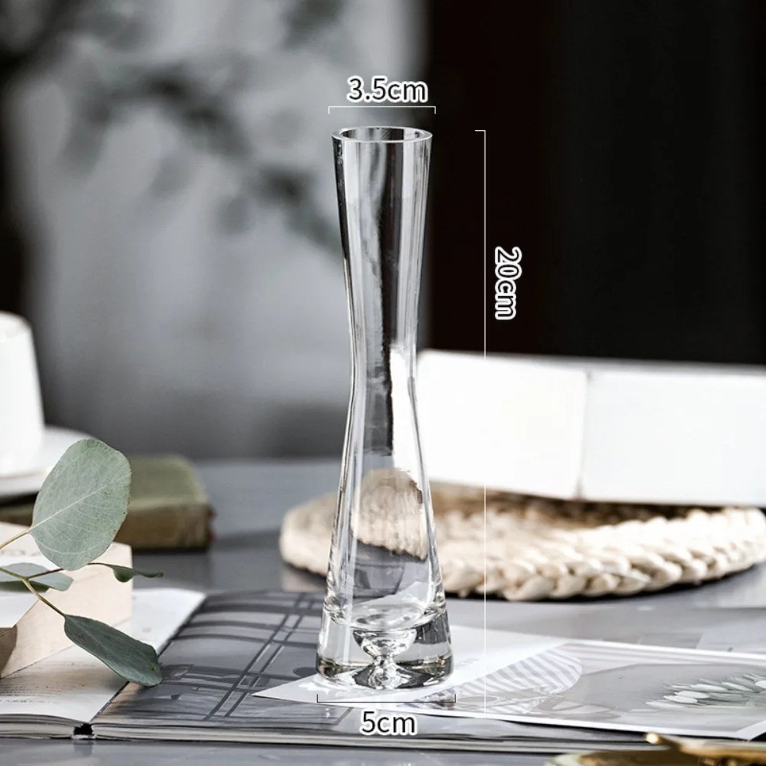 Dimensions du vase soliflore à bouche droite en cm