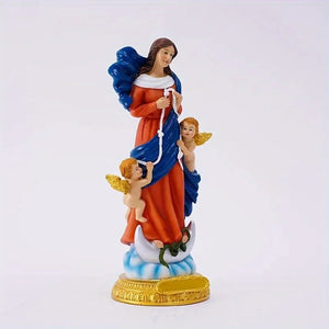 Statue de la vierge Marie entourée de deux angelots dorés