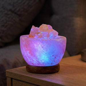 Lampe de sel de l'Himalaya avec éclairage LED réglable multicolore