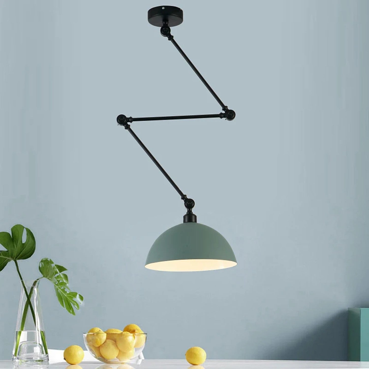 Lampe suspension verte design nordique au-dessus table