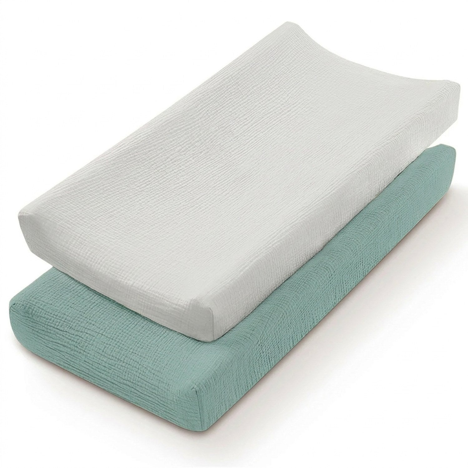 Housse de matelas à langer sauge unie lot de 2