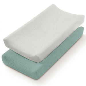 Housse de matelas à langer sauge unie lot de 2