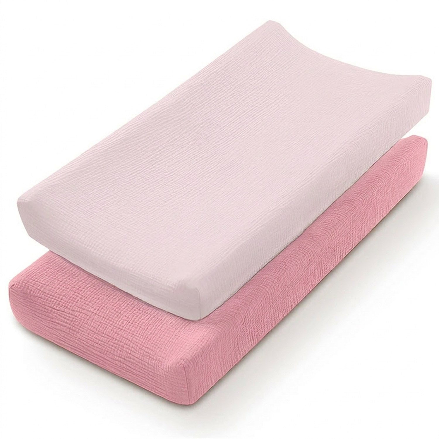 Housse de matelas à langer rose tendre unie lot de 2