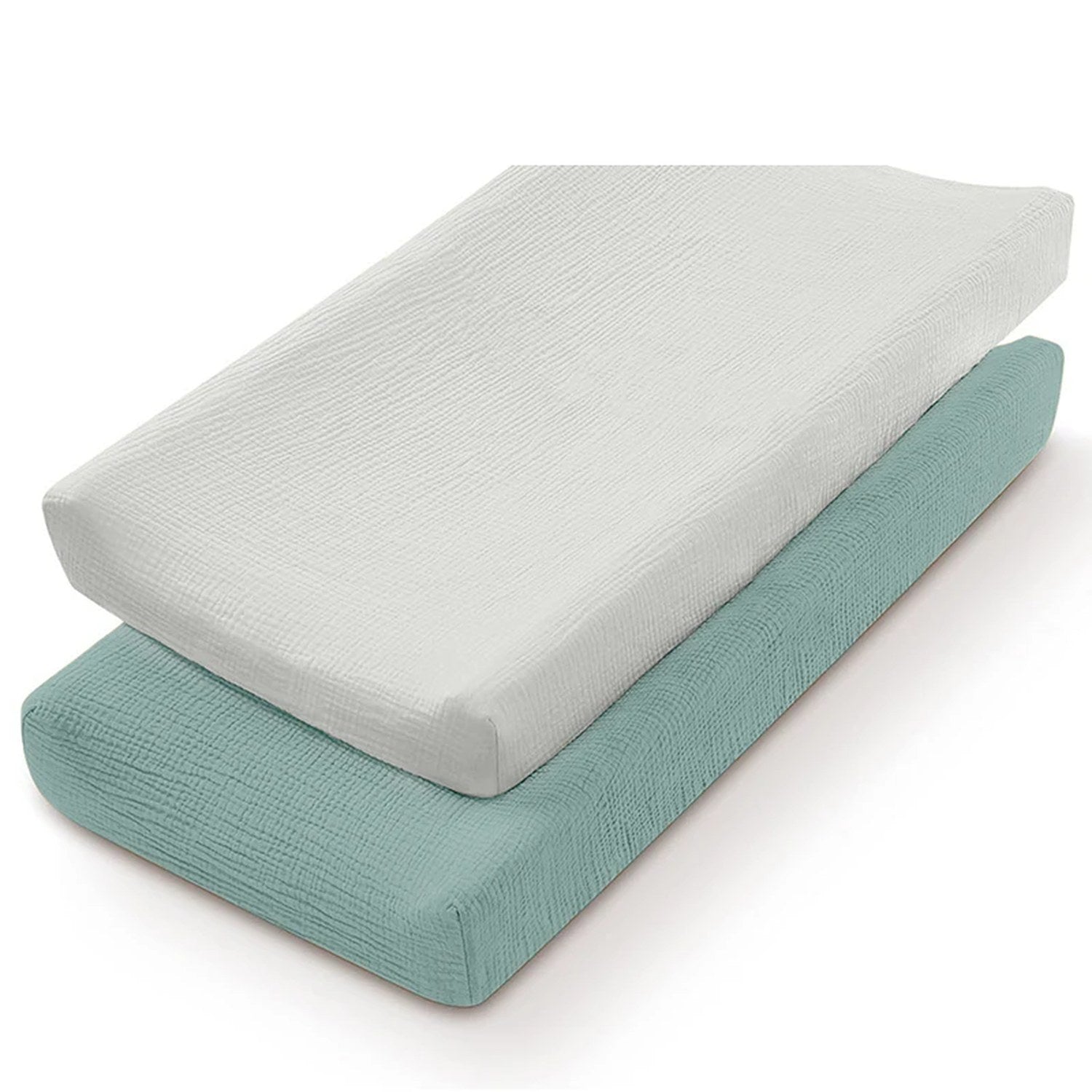 Lot de 2 housses à langer gris perle et vert d'eau