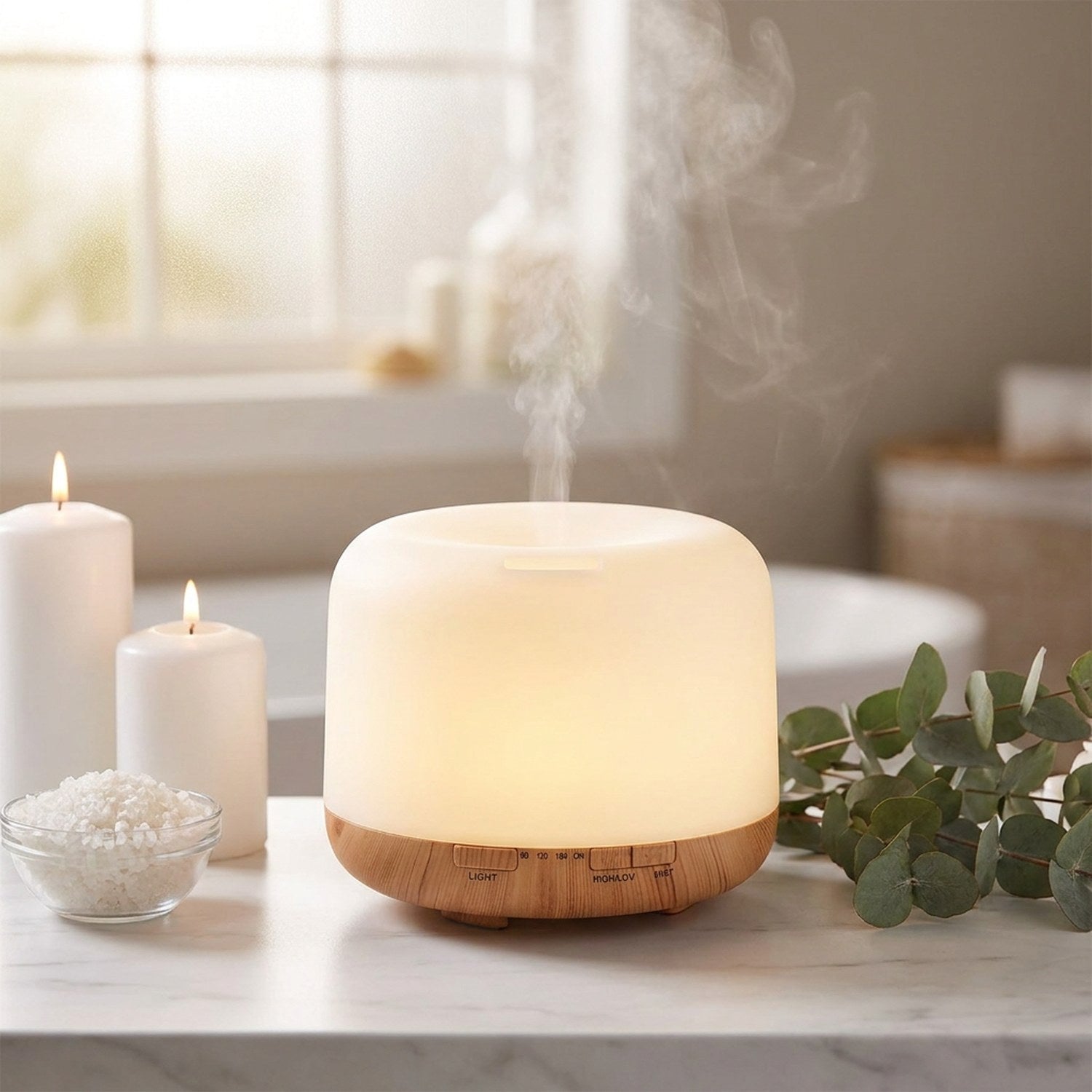 Diffuseur arôme bois naturel ambiance spa marbre