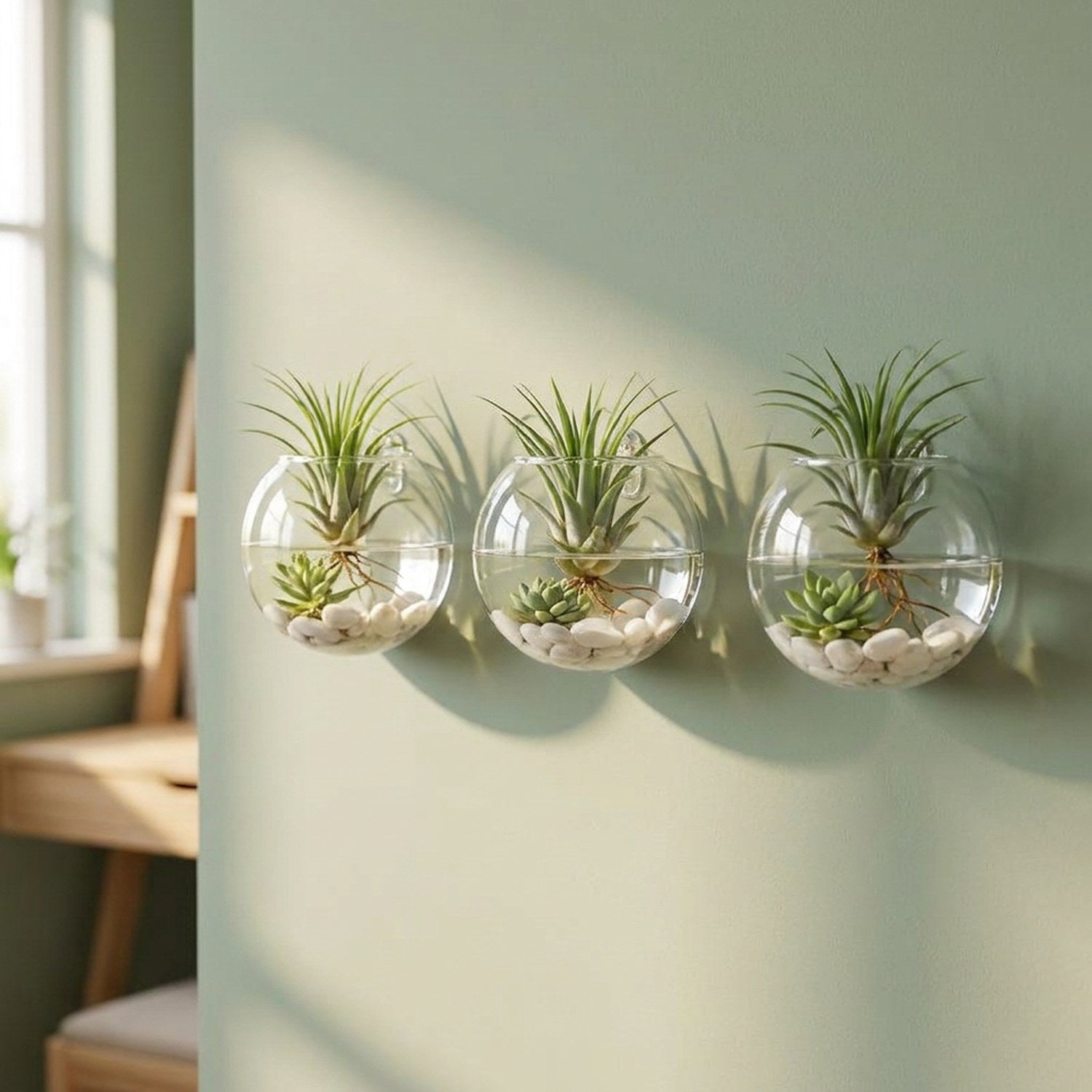 Lot de vases muraux en verre - mur végétal