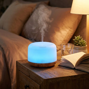 Diffuseur arôme bois chambre table de nuit