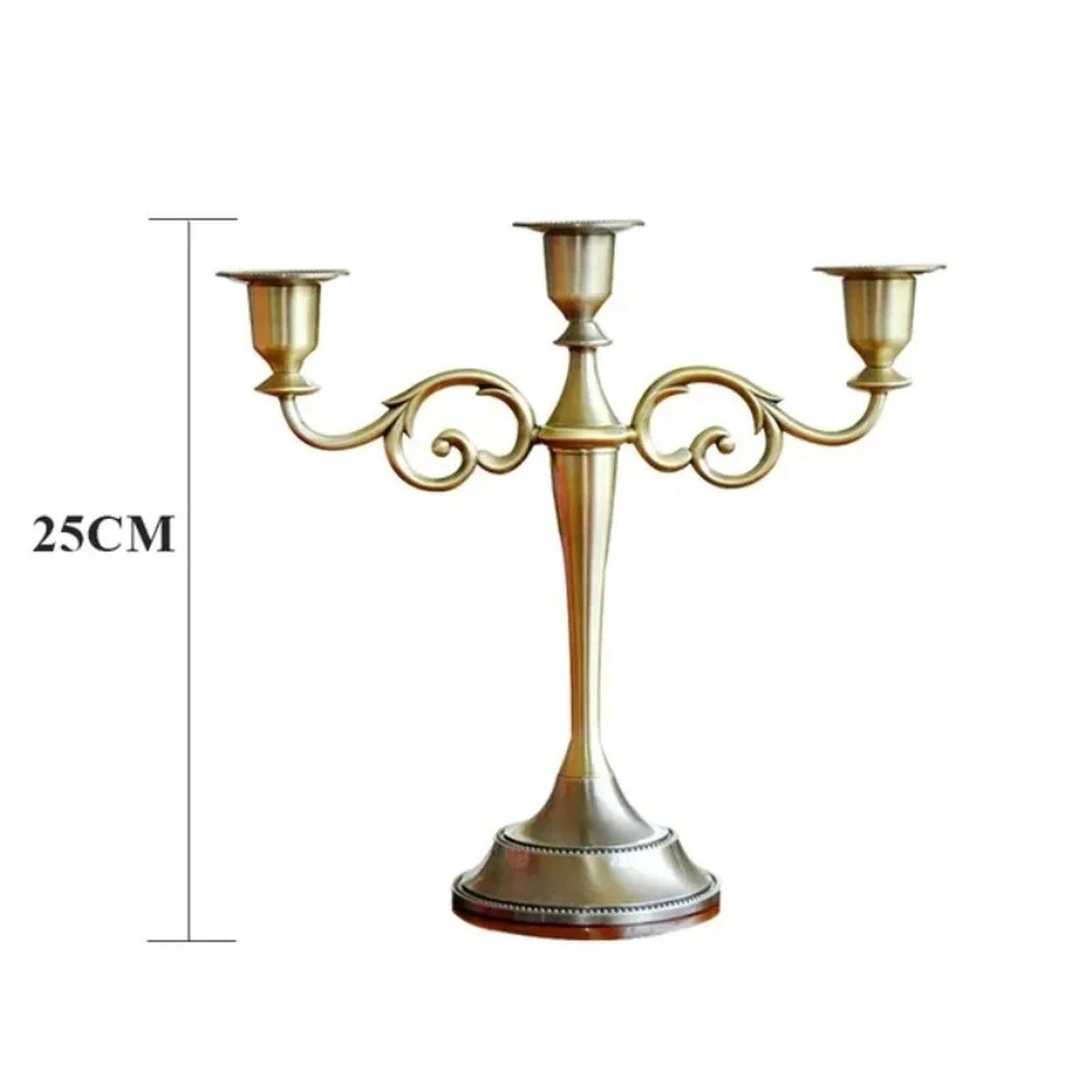 Chandelier arabesque 3 bras bronze métal vintage 25cm