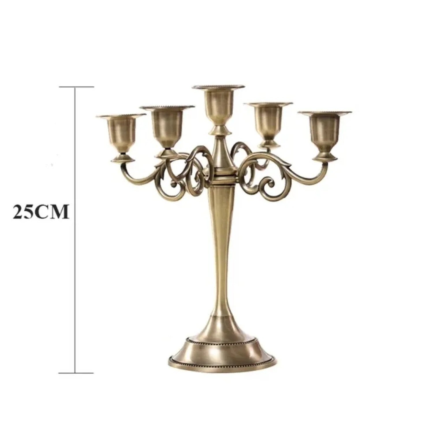 Chandelier arabesque 5 bras bronze métal vintage 25cm
