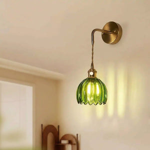 Applique murale verre floral torsadé vert intérieur cosy