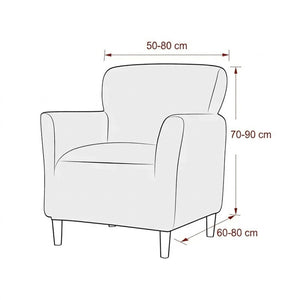Schéma des dimensions de la housse de fauteuil club en centimètres