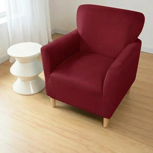 Housse de fauteuil club couleur Grenat installée sur un fauteuil