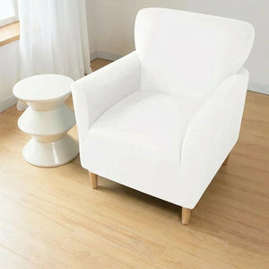Housse de fauteuil club couleur Blanche installée sur un fauteuil
