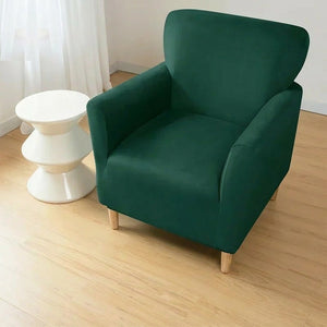 Housse de fauteuil club couleur Vert foncé installée sur un fauteuil