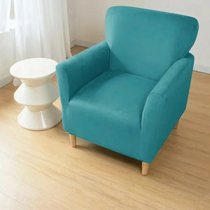 Housse de fauteuil club couleur Turquoise installée sur un fauteuil