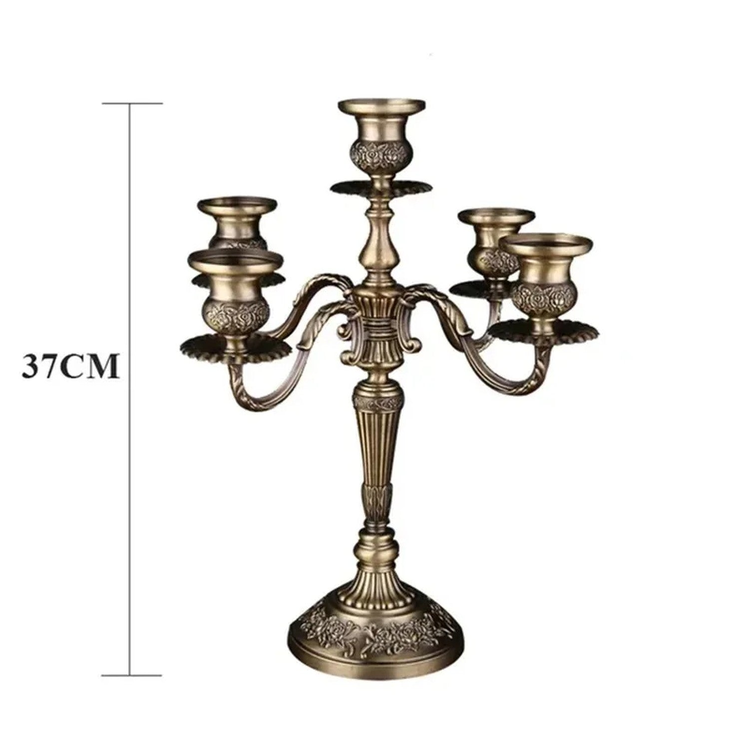Chandelier baroque 5 bras bronze ciselé roses métal 37cm