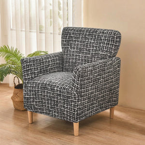 Fauteuil club housse motif chevron noir et blanc