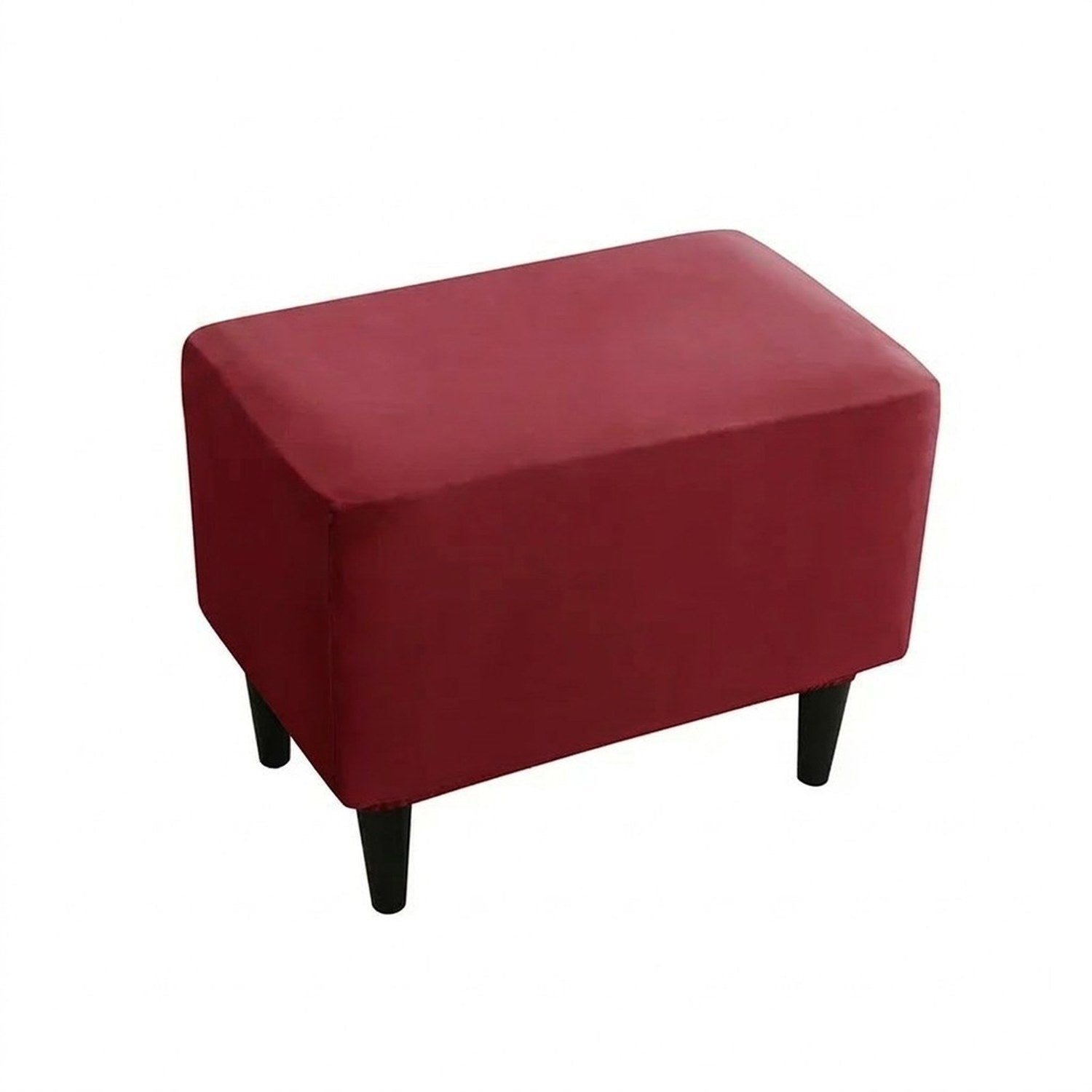 Housse de repose-pieds couleur Grenat posée sur un pouf
