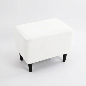 Housse de repose-pieds couleur Blanche posée sur un pouf