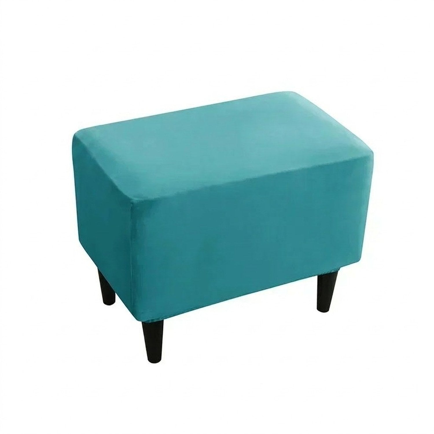 Housse de repose-pieds couleur Turquoise posée sur un pouf