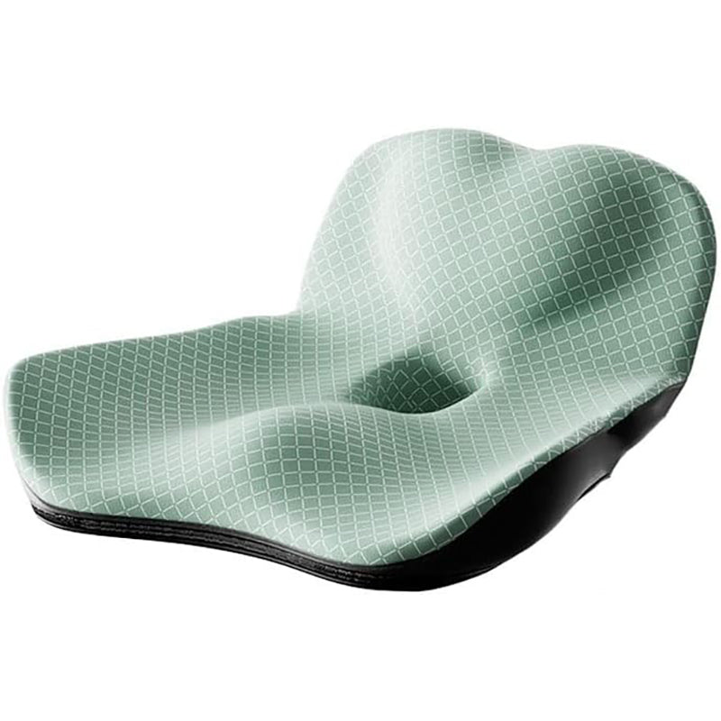 Un coussin orthopédique avec mousse à mémoire de forme, conçu avec des courbes ergonomiques et une surface texturée, offrant un soutien adapté pour améliorer le confort en position assise.