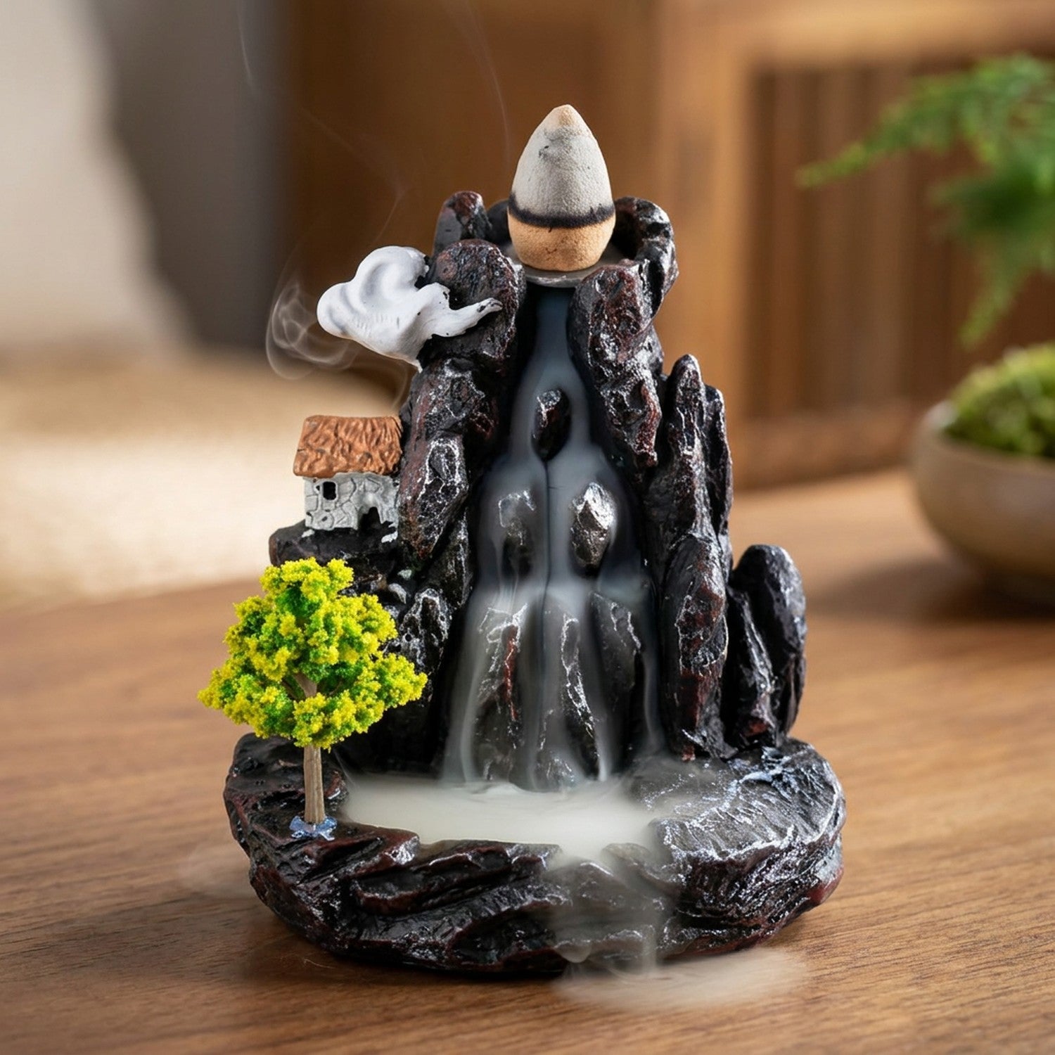 Brûleur d'encens à reflux modèle cascade verte avec haute cascade