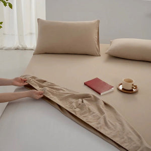 Drap-housse en coton couleur beige