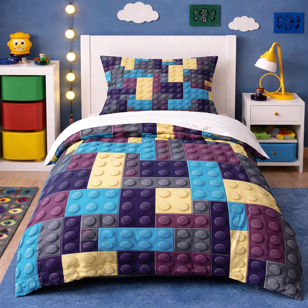 Parure de lit enfant 3D briques
