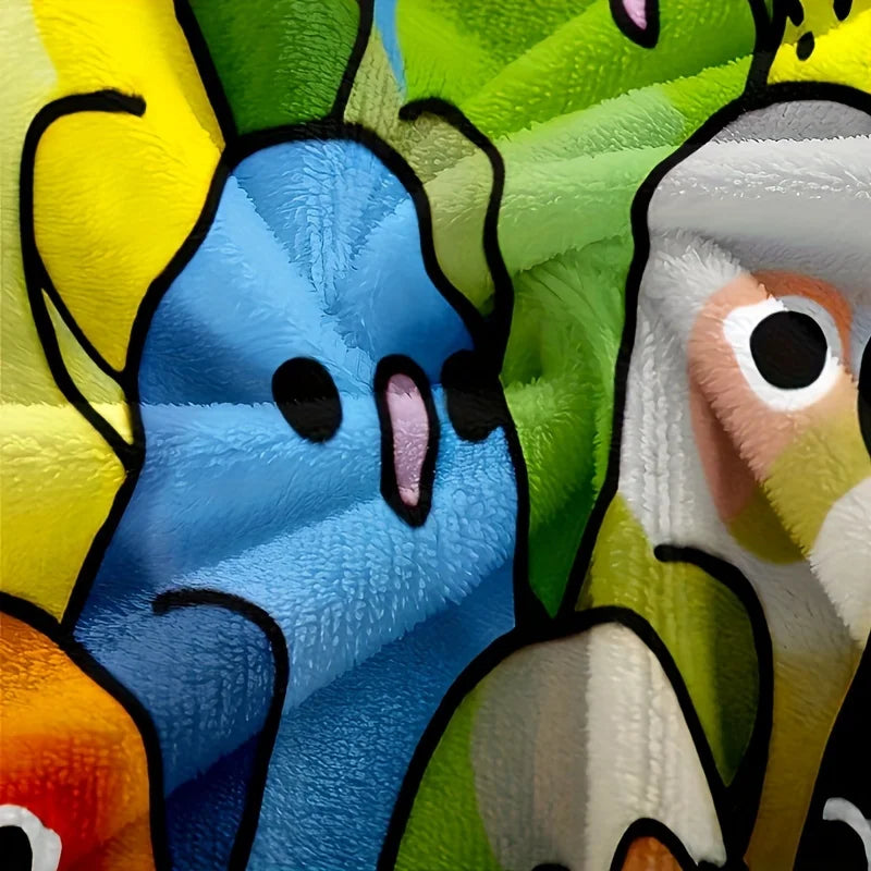 Plaid enfant à motifs oiseaux colorés