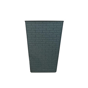 Jardinière carrée bleue avec plante verte texture brique relief détail