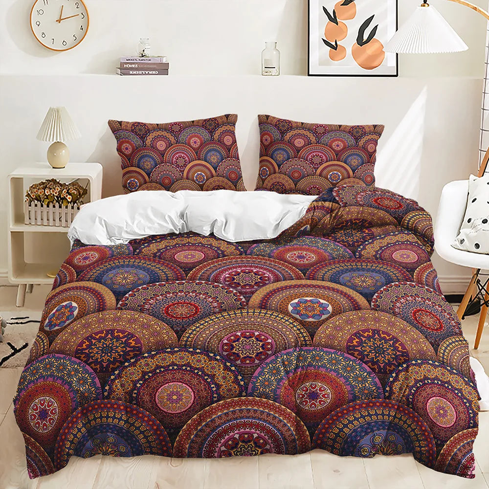 Parure de lit bohème motif mandala coloré