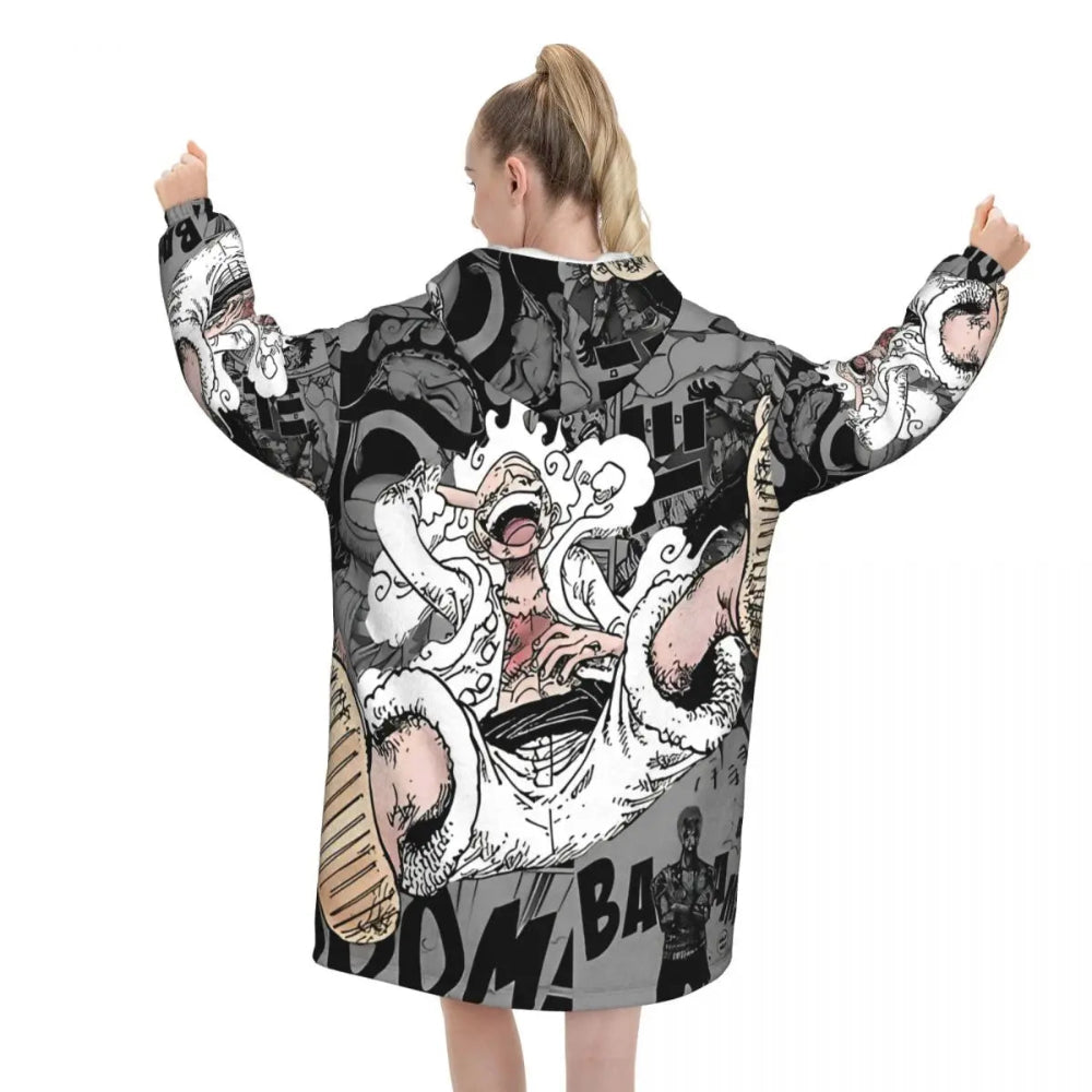 Pull plaid Monkey D. Luffy oversize à capuche