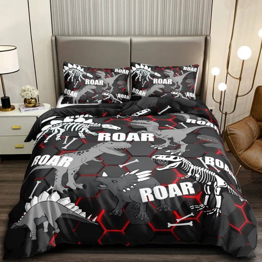Parure de lit dinosaure motif squelette