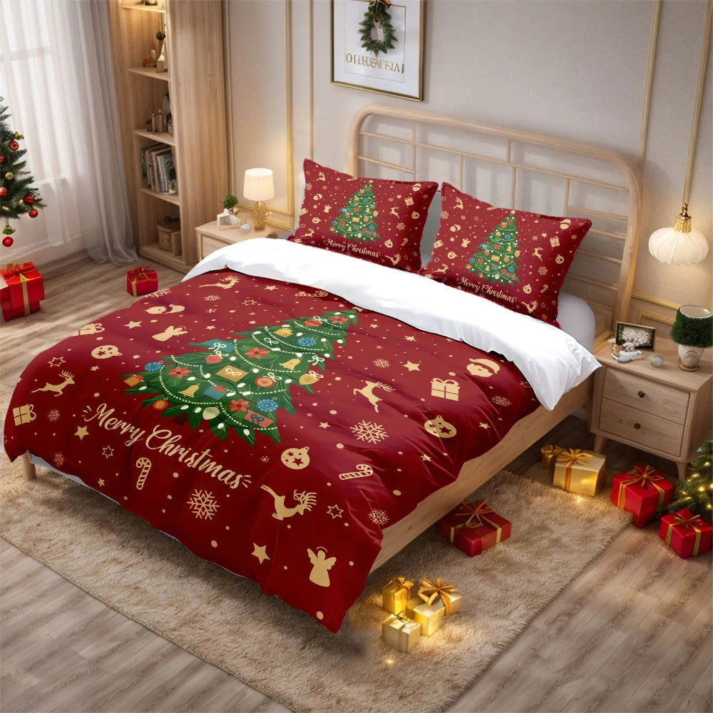 Parure de lit Noël motif sapins imprimés