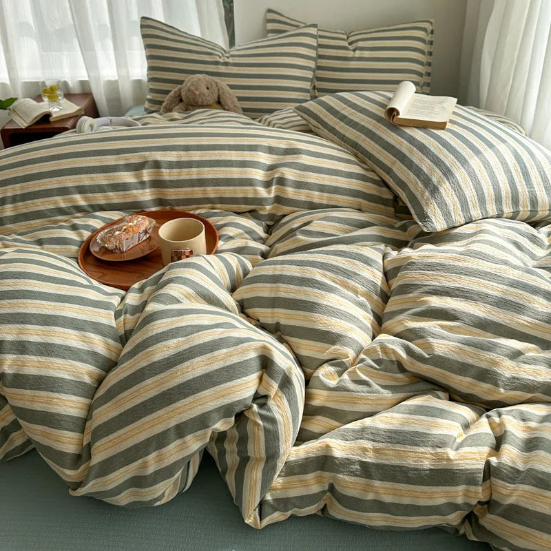 Parure de lit rayure gaze de coton double couche