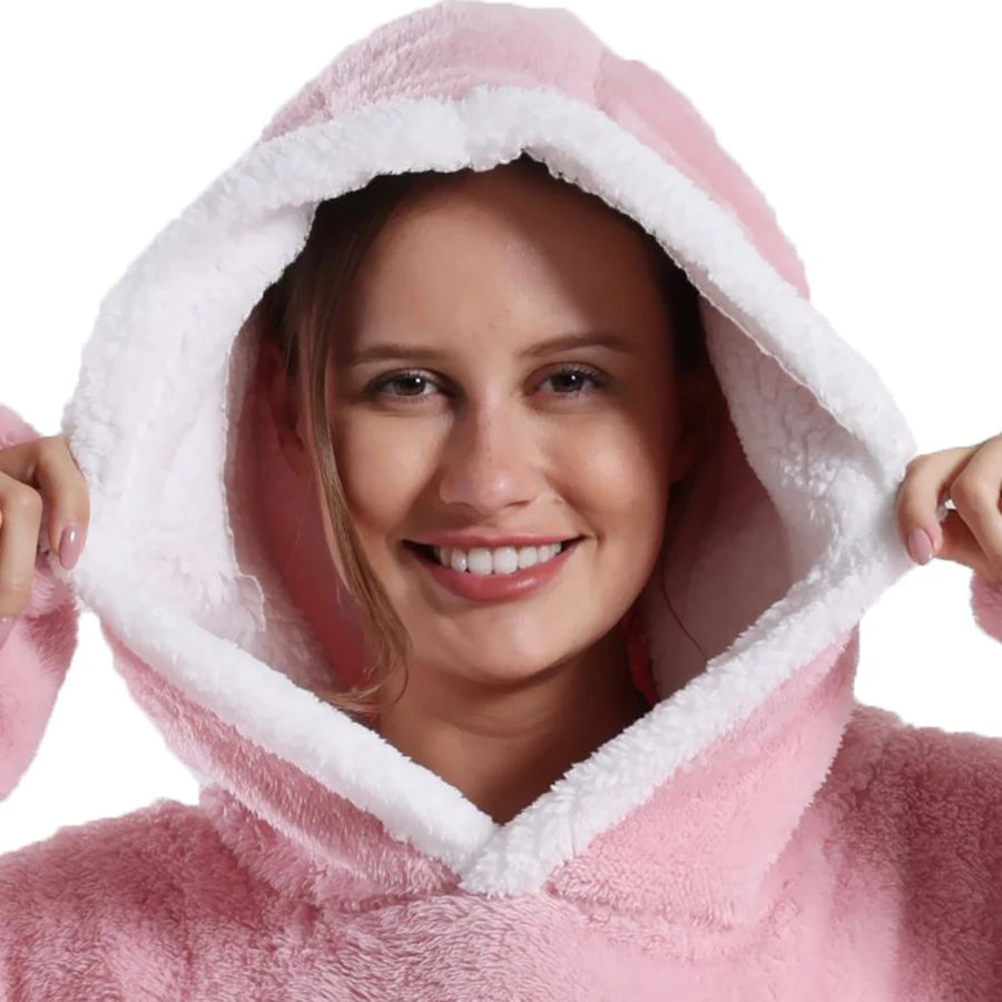 Sweat plaid long à capuche ultra moelleux